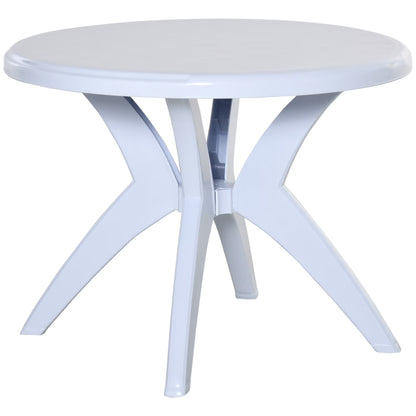 SKTPI Outdoor Plastic Dining Table w/Umbrella Hole, Outdoor End Table, Patio Coffee Bistro Table for Indoor, Garden, Porch, Balcony, White
