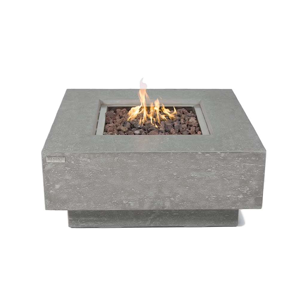 Elementi Manhattan Propane Fire Pit for Outside Outdoor Fire Pit Table Smokeless Fire Pit Concrete Square Fire Table Patio Heater Fireplace 45000 BTUs - Grey, 36 x 36 Inches