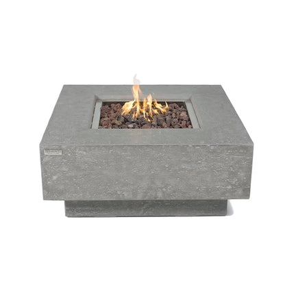 Elementi Manhattan Propane Fire Pit for Outside Outdoor Fire Pit Table Smokeless Fire Pit Concrete Square Fire Table Patio Heater Fireplace 45000 BTUs - Grey, 36 x 36 Inches