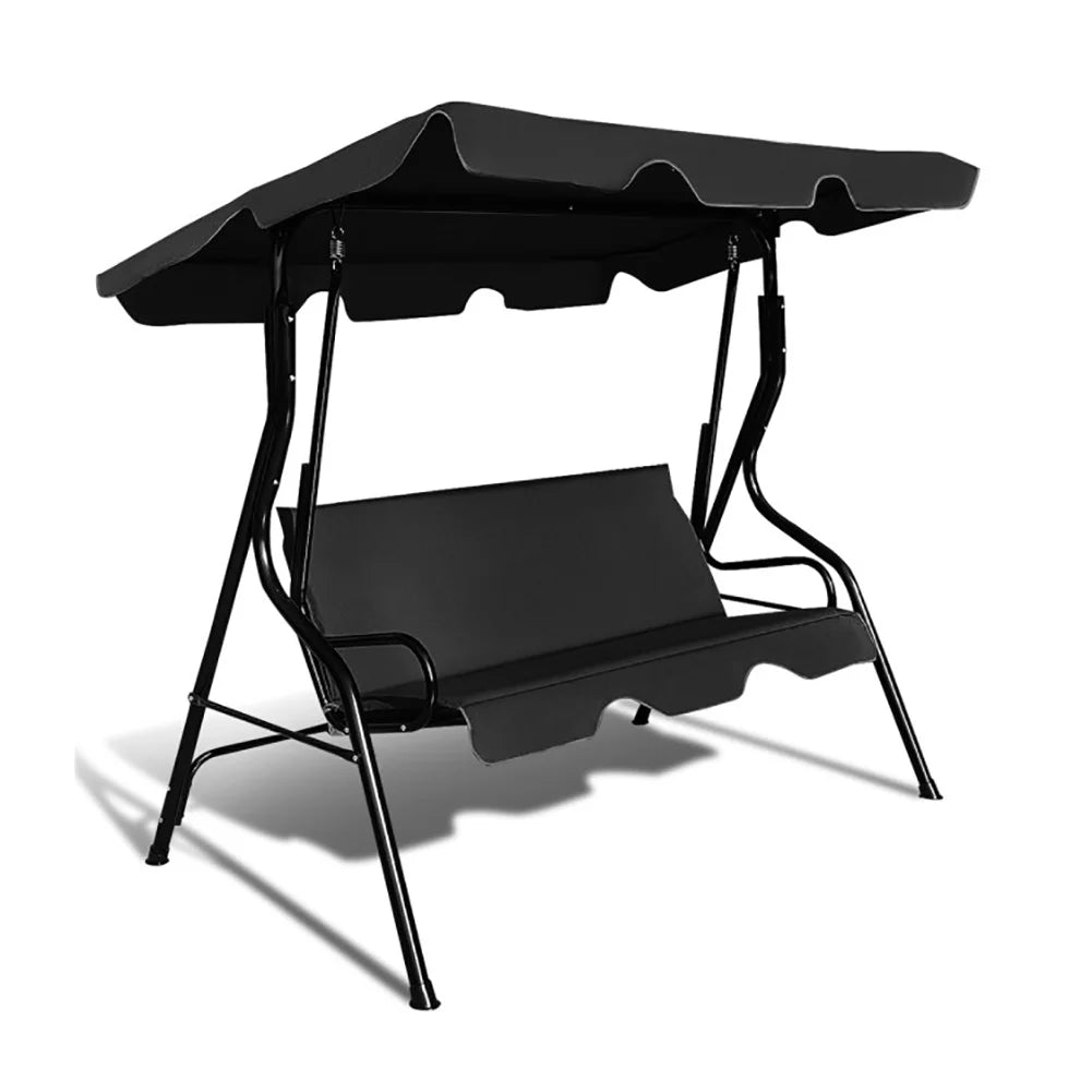 GVN Steel Porch Swing Hanging Bench Patio Canopy Porch Swings, Black