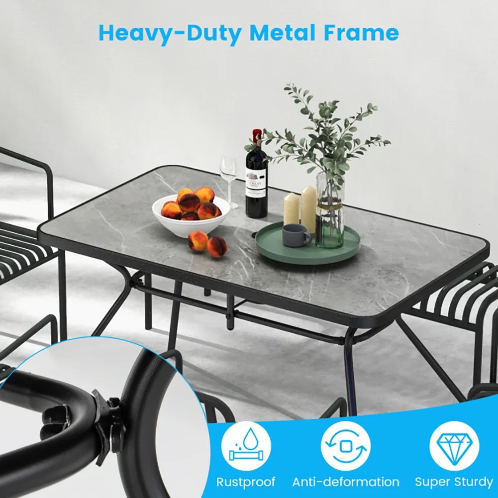 Topcobe 49 Inch Patio Rectangle Dining Table with Umbrella Hole, Outdoor Deck Furniture, Gray