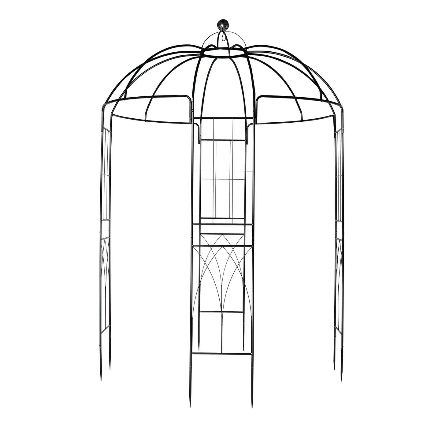 IVV Birdcage Shape Garden Arch, 8.9'Hx6.8'Dia, Pergola Plant Climbing Trellis Arbor Heavy Duty Metal Gazebo Garden Arch for Outdoor Arbor Climbing Plants Backyard Patio Wedding Ceremony, Black