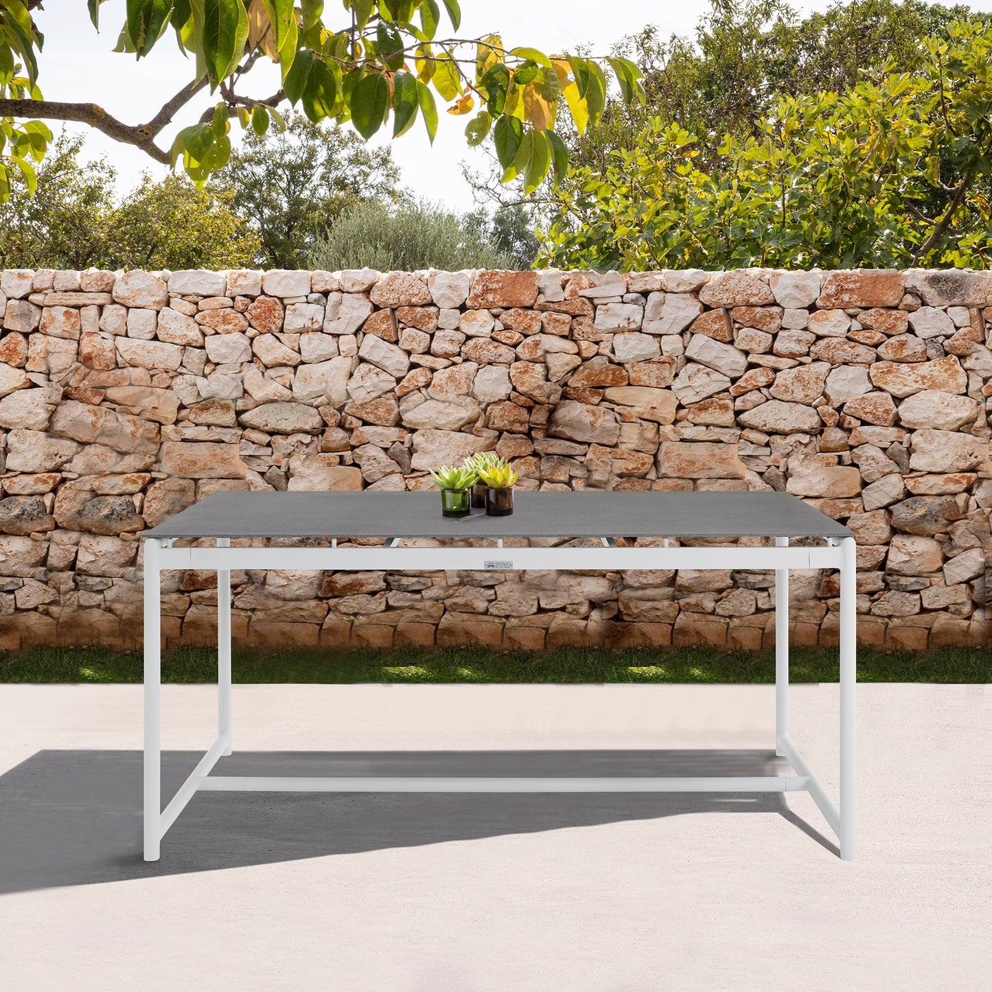 Menorca Outdoor Patio Dining Table in Aluminum