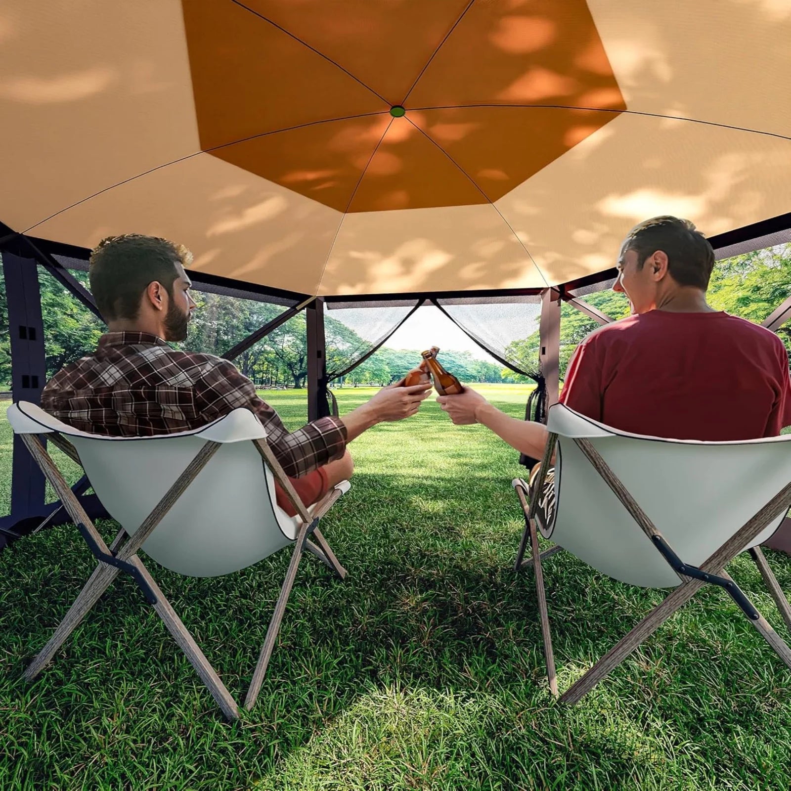 AOILE 12 x 12 Ft Pop-Up Screen Tent Gazebo, Instant Shade Canopy with 6 Removable Panels for Patio & Camping