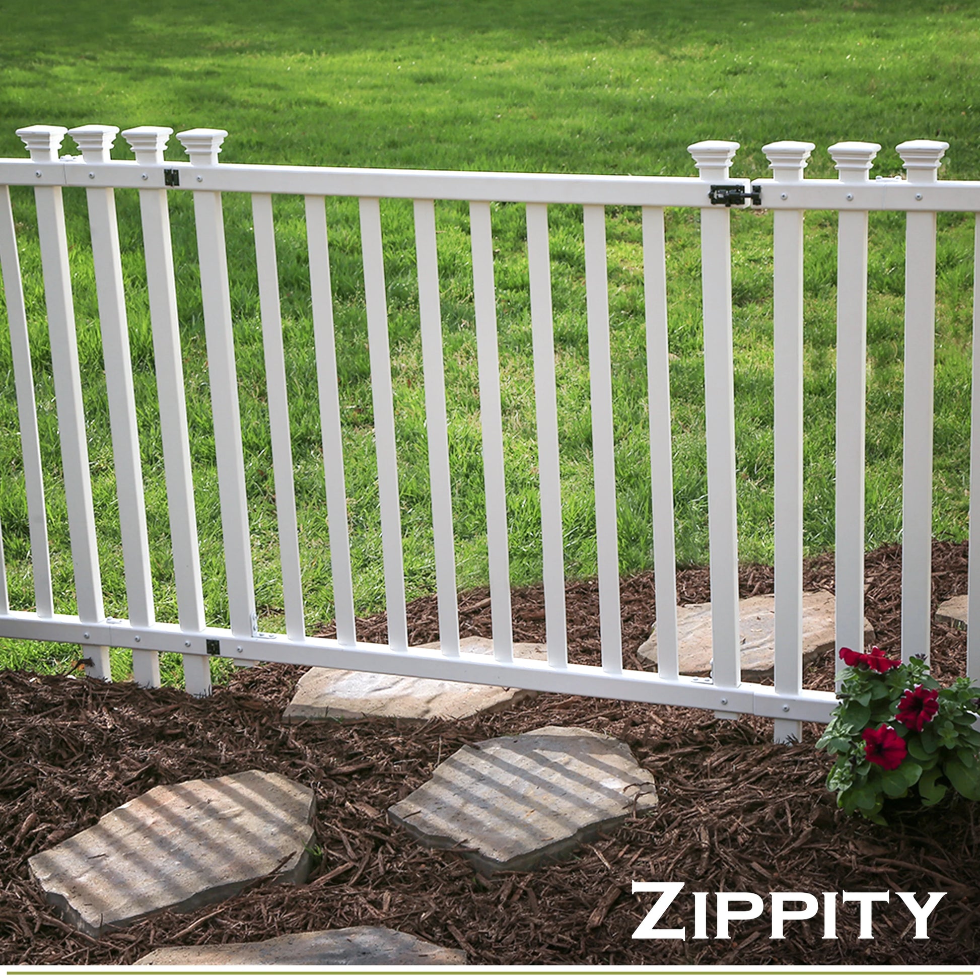36in H x 51in W (1 Gate) No Dig Zippity Baskenridge Gate Kit, White Vinyl Picket Fence Gate Kit for Baskenridge Fence Panels, Gate for Backyard, Patio, Outdoor, & Garden Fence, ZP19038
