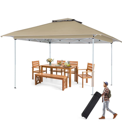 AVAWING 12x12 ft Outdoor Pop-up Canopy Party Tent Easy Setup Patio Wedding Tent, Khaki