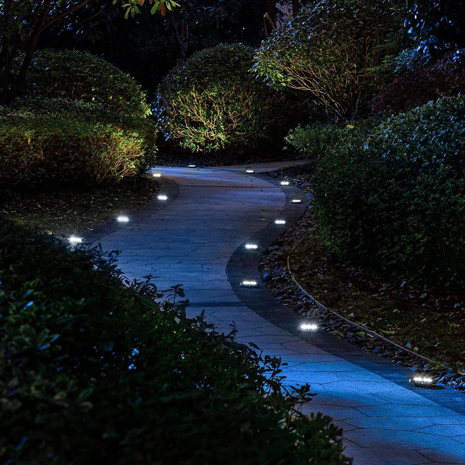 Solar Garden Lights Outdoor 16 LED In-ground Lights Landscape Lighting Stainless Steel Pathway Lights for Walkway Patio Yard Lawn Driveway Flowerbed Courtyard,(4 Pack)