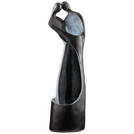 Modern Couple 47" High Large Indoor Outdoor Decor Black Resin Floor Fountain with Light LED Outside Garden Patio