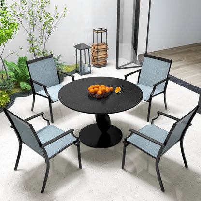 Gymax Set of 2 Patio Dining Chairs Outdoor Armchairs w/Sturdy Metal Frame Coffee