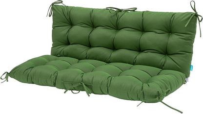 Outdoor/Indoor Bench Cushion,Porch Swing Replacement Cushions 2-3 Seater Loveseat Chair Pads with Backrest and Ties for Garden Patio Furniture (51inx40in, TAN/GREY)