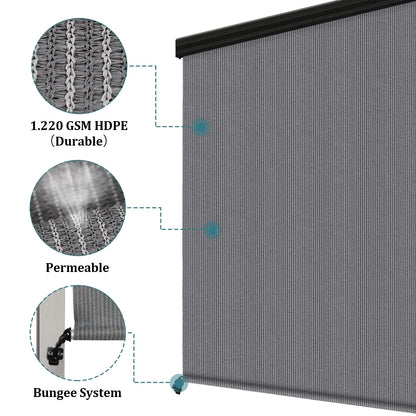 Shade& Beyond Premium Outdoor Roller Shade, Patio Roll Up Blinds with Valance, 6X6FT, Mocha