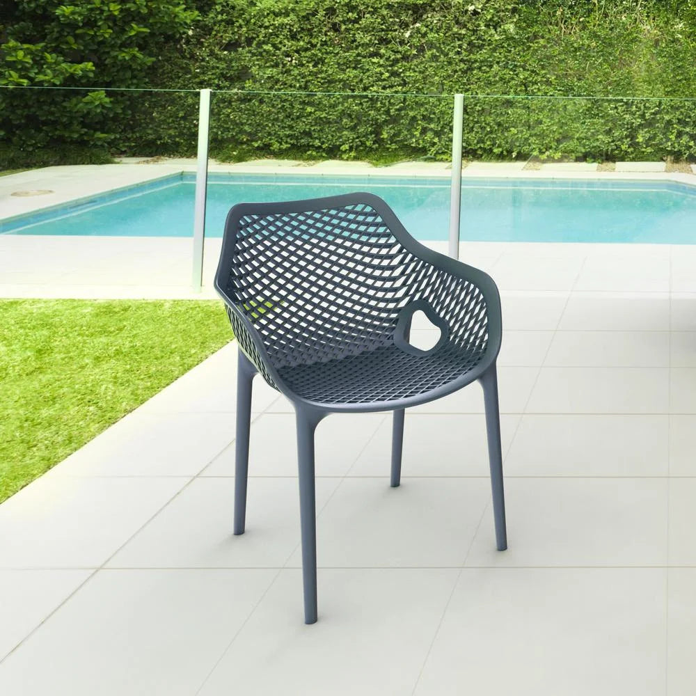 Compamia Air XL Outdoor Patio Dining Arm Chair in Dark Gray