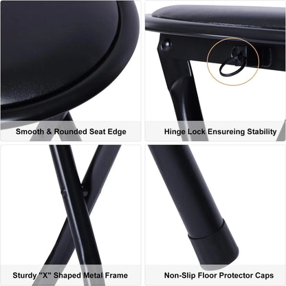 **5-piece folding table and chair set for 4, space-saving square card table with 4 stools, no assembly required, ideal for small spaces, home, patio, and outdoor use, black