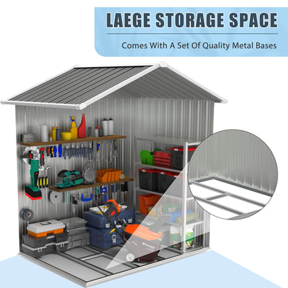Seizeen Outdoor Storage Shed, 6' x 4' Metal Storage Shed with Base , Seizeen Tools Storage Shed, Galvanized Steel Garden Shed with Lockable Doors for Backyard, Patio, Lawn