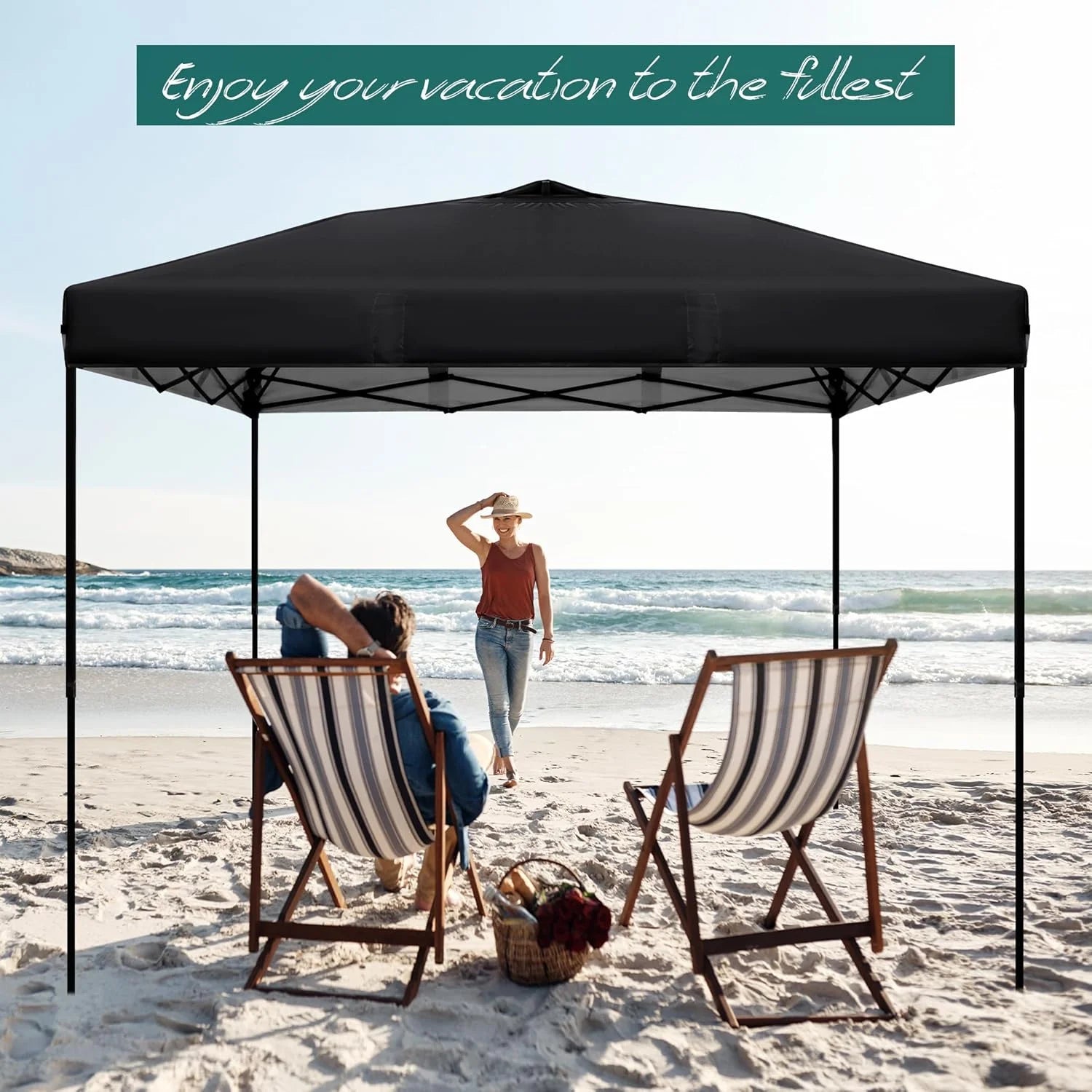 10x10ft Canopy Replacement Top Pop Up Tent Cover Roof with Air Vent, Waterproof for Outdoor Garden Patio Pavilion Sun Shade(Top Only) Black