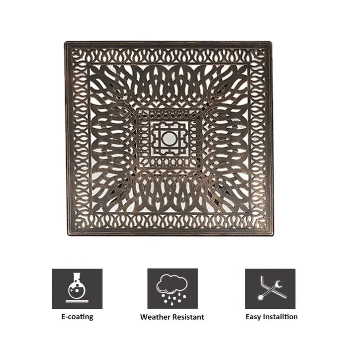 LVUYOYO 35.4" Outdoor Patio Bistro Dining Square Table Weather Resistant Cast Aluminum Conversation Table with 2.2" Umbrella Hole