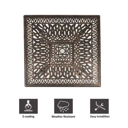 LVUYOYO 35.4" Outdoor Patio Bistro Dining Square Table Weather Resistant Cast Aluminum Conversation Table with 2.2" Umbrella Hole