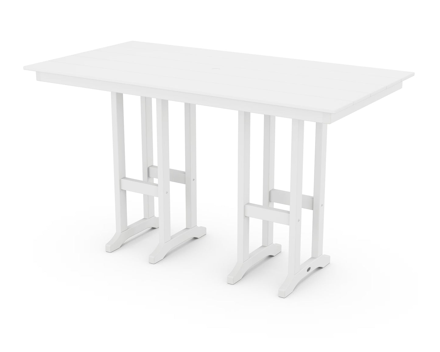 POLYWOOD 37" x 72" Farmhouse Patio Bar Table with Weather-Resistant Design, Slate Grey