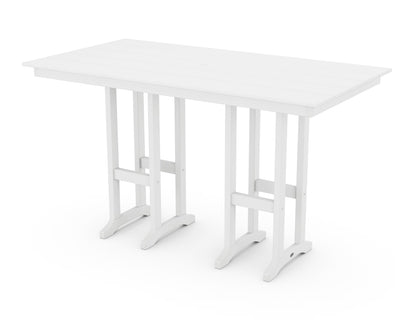 POLYWOOD 37" x 72" Farmhouse Patio Bar Table with Weather-Resistant Design, Slate Grey