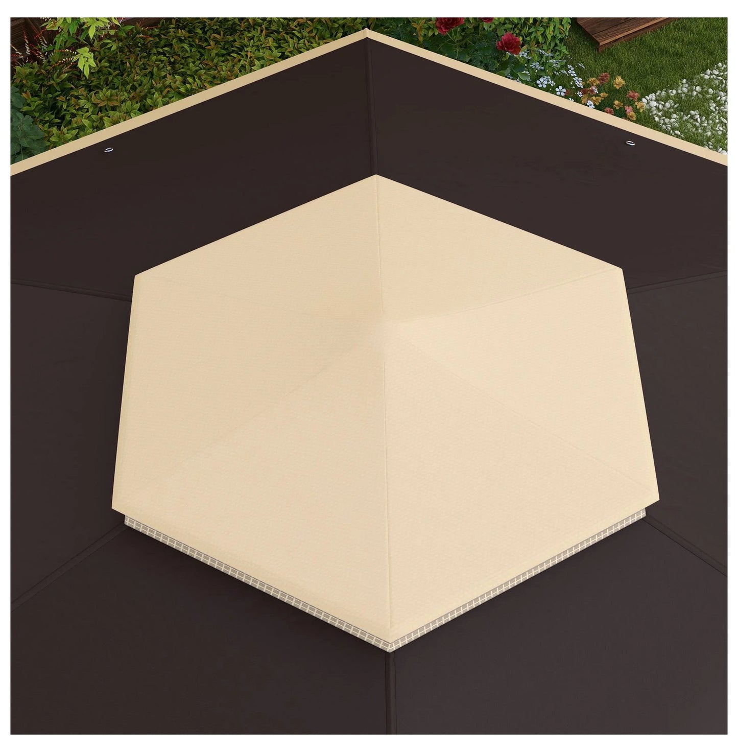 SAZYY 13x13 Pop Up Gazebo Hexagonal Canopy with Mesh Netting for Outdoor Events, Patio Garden Wedding Party Shelter