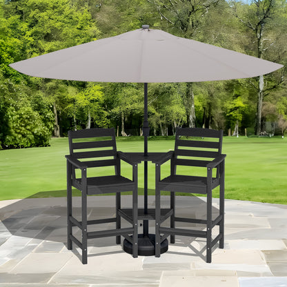 JUSTLET Tall Adirondack Chair Set of 2 with Double Connecting Tray, HDPE Weather Resistant Patio Bar Stools, Grey