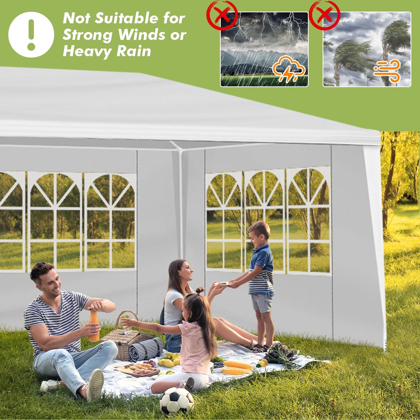 Large Outdoor White Awning, 10'x20' Outdoor Party Tent Wedding Tent With 6 Removable Sidewalls, Canopy Patio Wedding Gazebo, White, Easy To Install And Carry, Suitable For Camping, Hiking