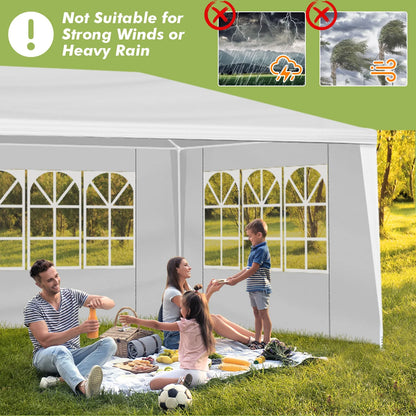 Large Outdoor White Awning, 10'x20' Outdoor Party Tent Wedding Tent With 6 Removable Sidewalls, Canopy Patio Wedding Gazebo, White, Easy To Install And Carry, Suitable For Camping, Hiking