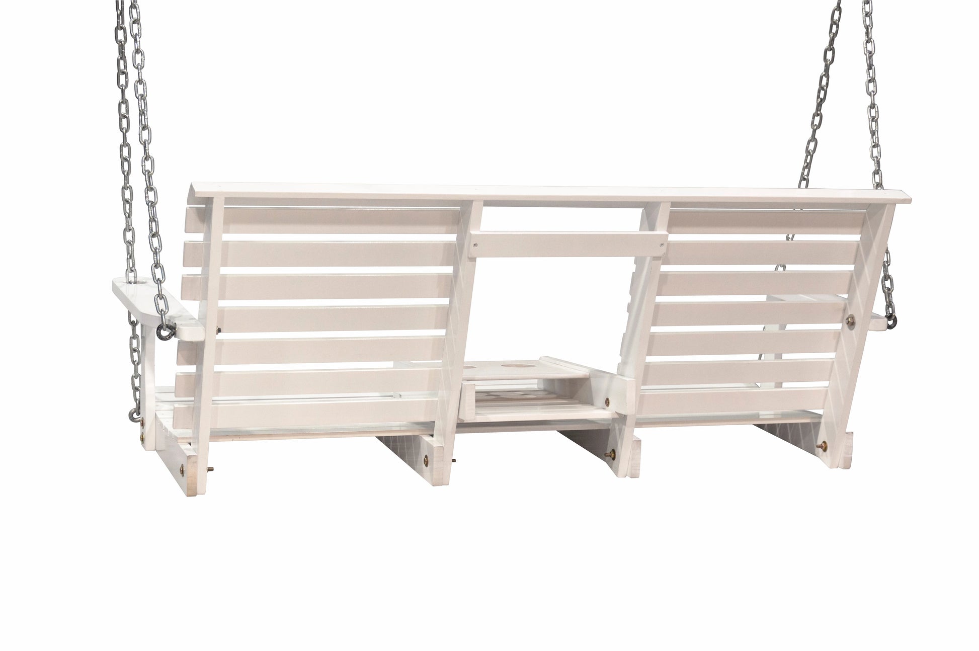 Outdoor Patio Garden Furniture 3-Person Hanging Wood Porch Swing, Weather Resistant Finish-White