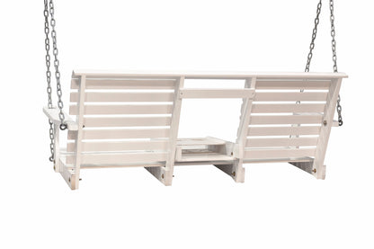 Outdoor Patio Garden Furniture 3-Person Hanging Wood Porch Swing, Weather Resistant Finish-White