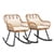 JOIVI Patio Wicker Rocking Chairs Set of 2, Outdoor Rattan Rocking Chairs with Pillows and Cushions, Front Porch Rocker with Iron Frame for Outside Lawn Garden Indoor Balcony, White