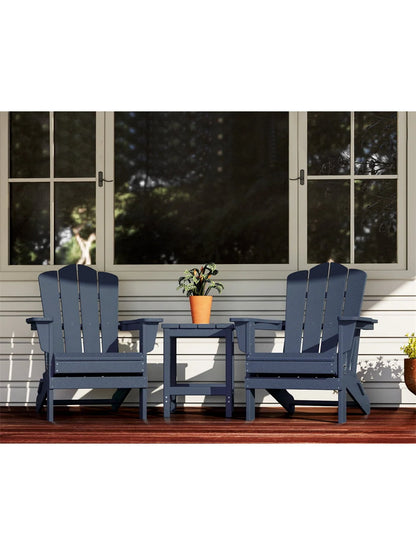 VOUA Folding Adirondack Chair Resin Outdoor Patio Furniture, Blue