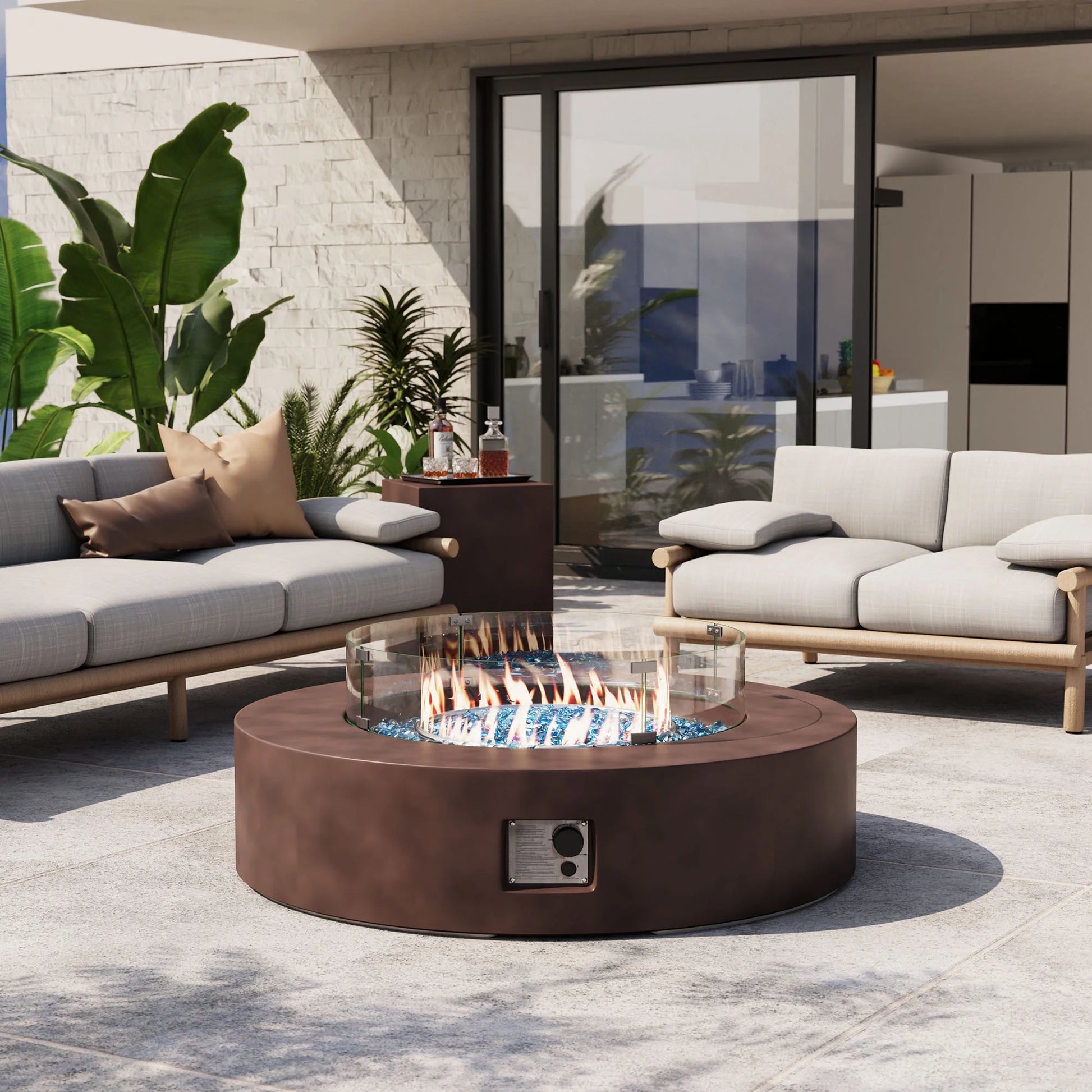 COSIEST 41''Round Fire Pit Table,50000 BTU Outdoor Propane Patio Fire Pit