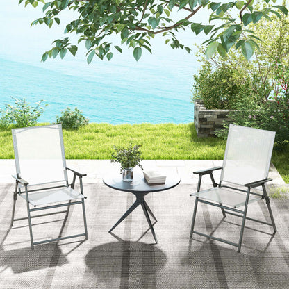 Costway 4pcs Patio Folding Portable Dining Chairs Metal Frame Armrests Garden Black