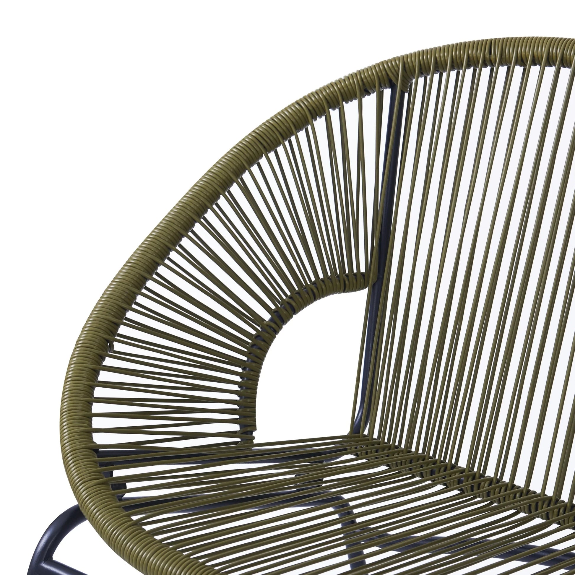 Aspen Modern Outdoor Patio Basket Loveseat, Hammock Weave Design, Metal Frame, Green