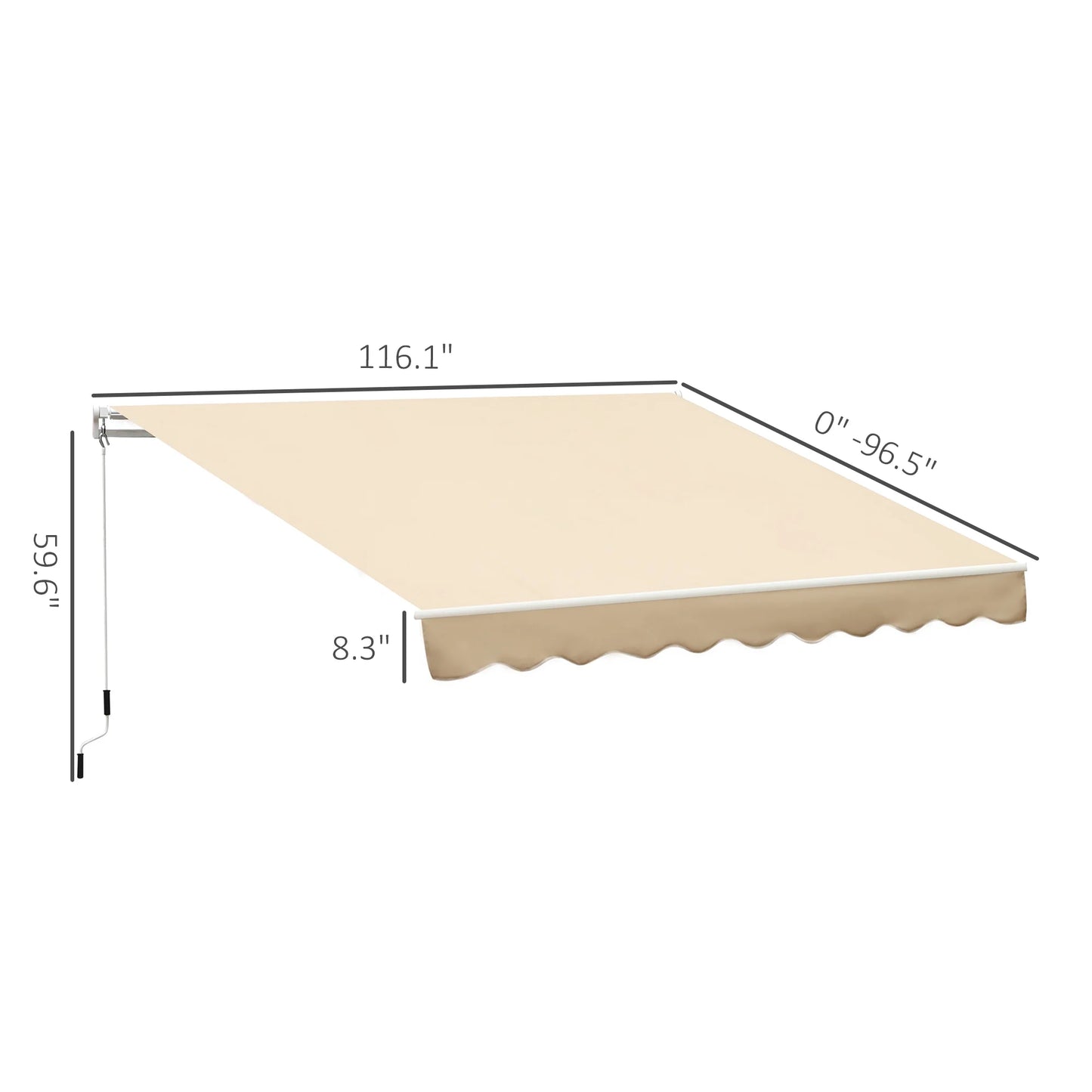 DUOSONG Outsunny 10' X 8' Retractable Awning, Patio Awnings, Sunshade Shelter W/Manual Crank Handle, Uv & Water-Resistant Fabric And Aluminum Frame For Deck, Balcony, Yard, Beige Beige Aluminum