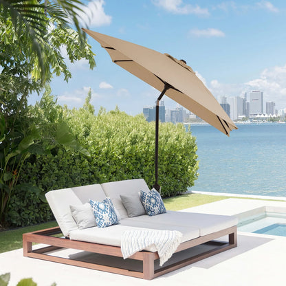 JEAREY 6.5*10ft Rectangular Patio Market Umbrella with Crank & Tilt, UV & Water-Resistant Canopy Navy Blue