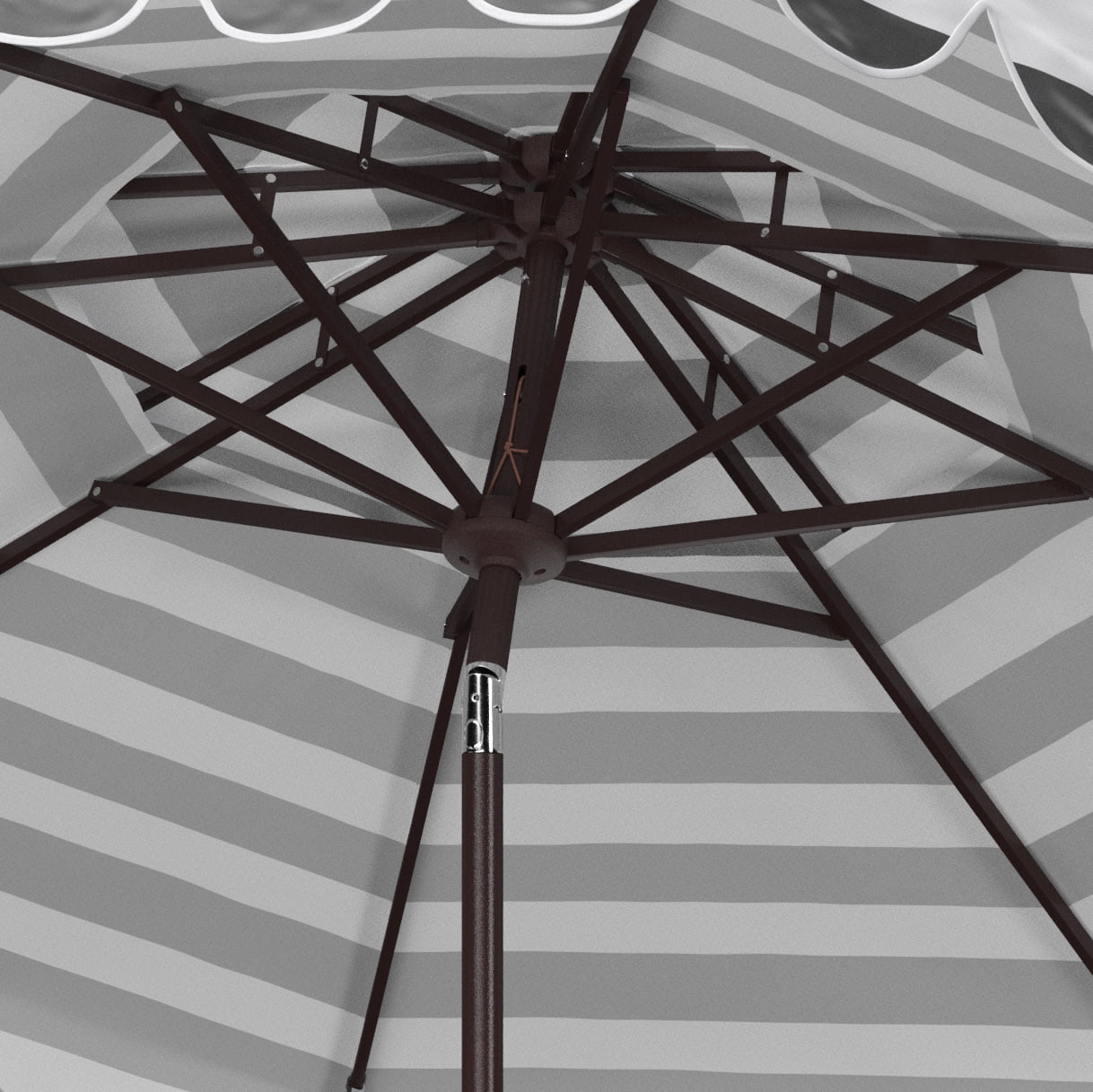 Safavieh Vienna 9' Market Crank Double Top Patio Umbrella, Grey/White