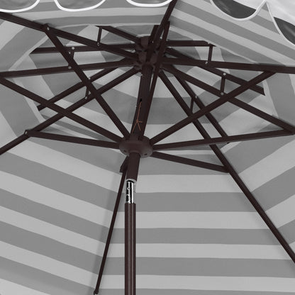Safavieh Vienna 9' Market Crank Double Top Patio Umbrella, Grey/White