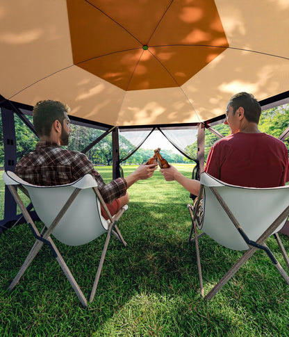 Towallmark Gazebos for Gardens,Pop-Up Screen Tent Gazebo, 12 x 12 Ft Camping Canopy Instant Shade, Featuring 6 Removable Privacy Canopy, and Made from 210D Oxford Fabric for Patio, Backyard