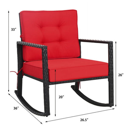 Kadyn Rocking Chairs Outdoor, Patio Rattan Rocker Outdoor Glider Rocking Chair Cushion Lawn-Red, Patio Rocking Chairs