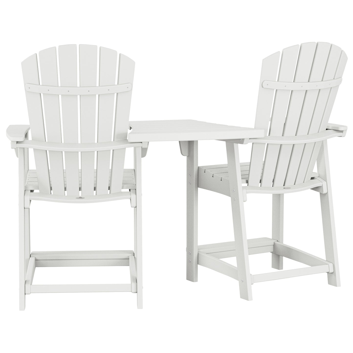 Polywood Portside 3-piece Outdoor Patio Shellback Counter Chair Set with Connecting Table