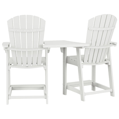 Polywood Portside 3-piece Outdoor Patio Shellback Counter Chair Set with Connecting Table