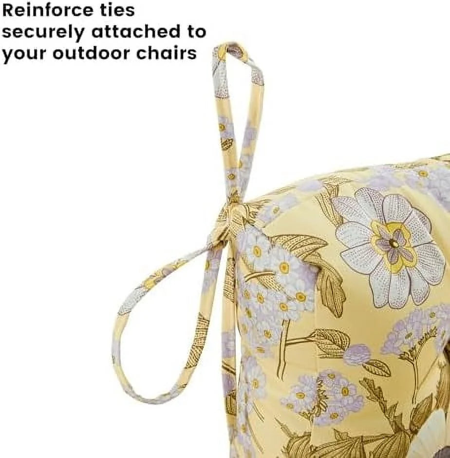 Seat/Back Outdoor Chair Cushion,Set of 4 Patio Chair Cushion with Tie,Tufted Replacement for Patio Furniture,40x20x4 Inches,4 Count,Floral