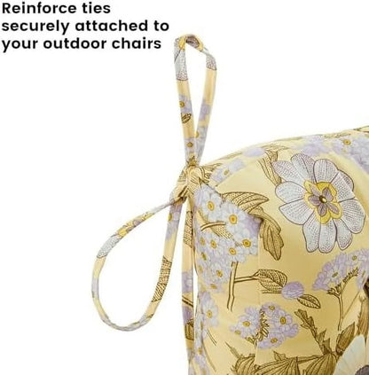 Seat/Back Outdoor Chair Cushion,Set of 4 Patio Chair Cushion with Tie,Tufted Replacement for Patio Furniture,40x20x4 Inches,4 Count,Floral