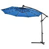 Costway 10' Hanging Solar LED Umbrella Patio Sun Shade Offset Market W/Base Tan