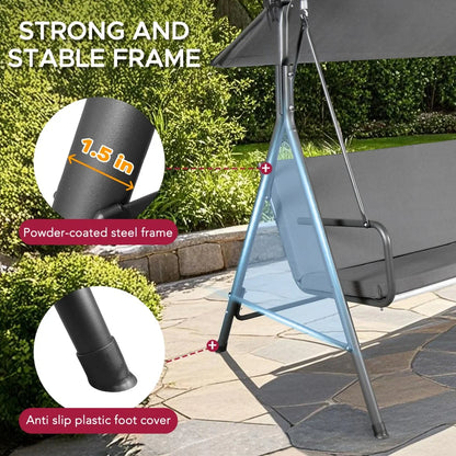 Made in Italy SUNJOY Outdoor Porch Swing, 2 Seat Patio Metal Swing with Adjustable Canopy