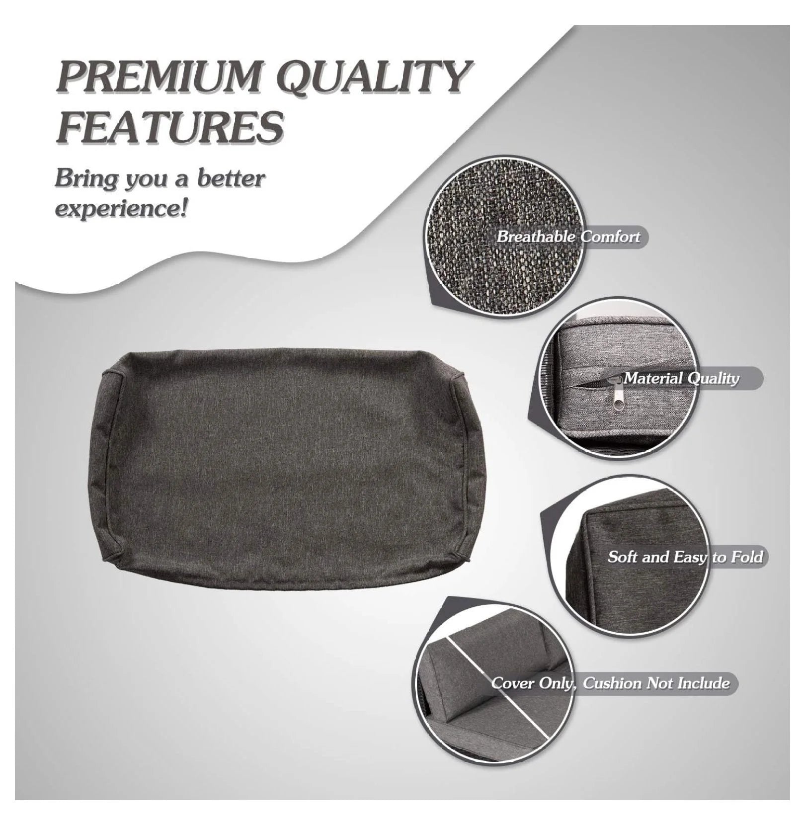 Patio Cushion Covers Replacement - 18 Piece Set for Sectional Sofa, Rattan Furniture, Dark Grey, Waterproof, Zippered, Washable Slipcovers