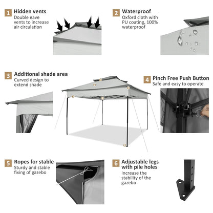 SANOPY 11 x 11 ft Outdoor Patio Gazebo with Ventilated Double Roof and Mosquito Net, Pop up Steel Gazebo Tent for Patios, Backyard, Garden and Beach