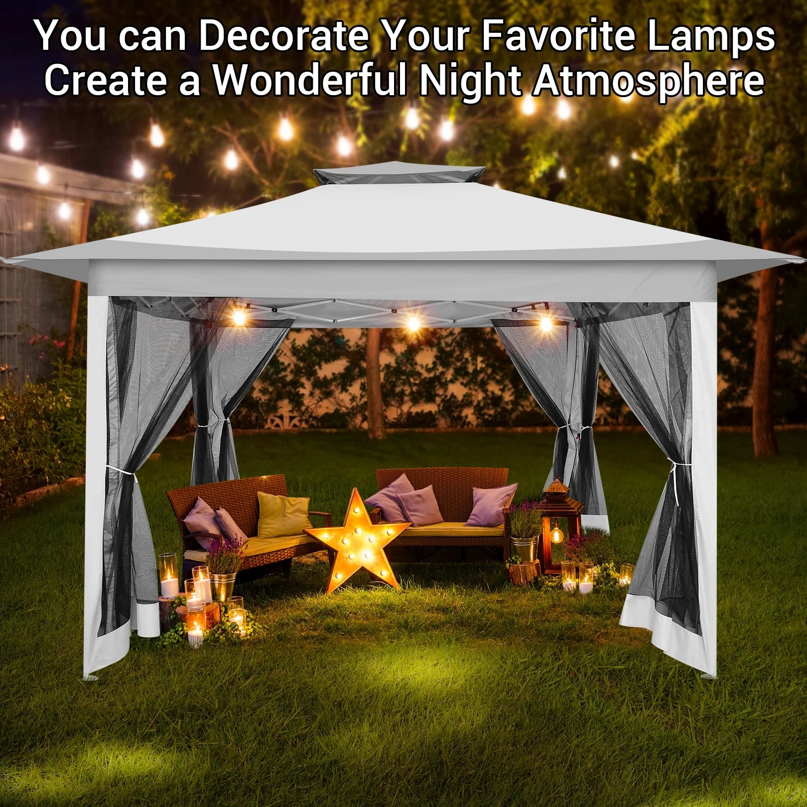 SANOPY 12x12FT Patio Gazebo Outdoor Pop up Gazebo with Mosquito Net& Four Sandbags Outdoor Party Instant Shelter Portable Folding Gazebo Waterproof and UV Protection Gazebo Tent for Backyard
