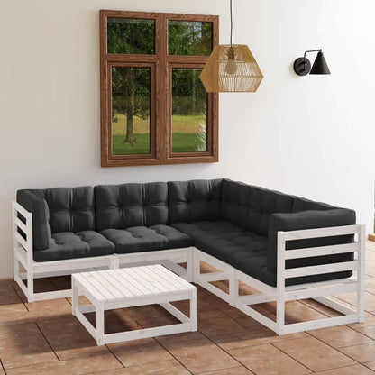 vidaXL Patio Furniture Set 6 Piece Outdoor Sectional Sofa Solid Wood Pine
